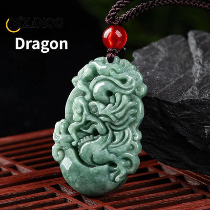 Natural A Goods Jadeite Twelve Chinese Zodiac Rat Tiger Pendant Jewelry Hand-carved Custom Mascot Jewelry Jade Necklace Gift