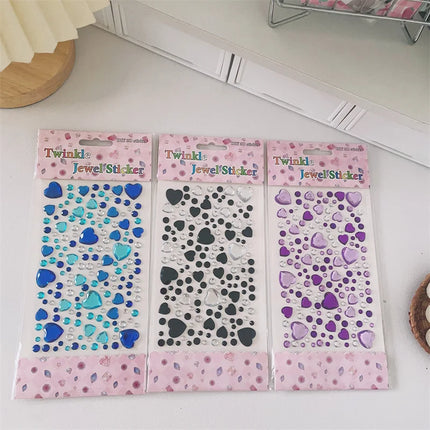 Large Love Diamond Sticker Ins3D Korean Diamond Decorative Handbook Sticker Face Sticker Children's and Girls' Crystal Diamonds