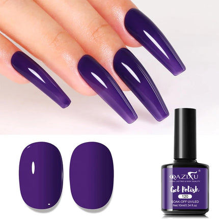 QAZIXU 1-6Pcs Purple Gel Nail Polish Winter Manicure Varnis Semi Permanent Nail Gel Varnish Soak Off UV Gel for Design Nails
