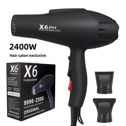 New X6 Hair Salon Professional Hair Dryer 2400W High Power Strong Wind Speed Drying Home Hairdryer Recommended Hairdryer