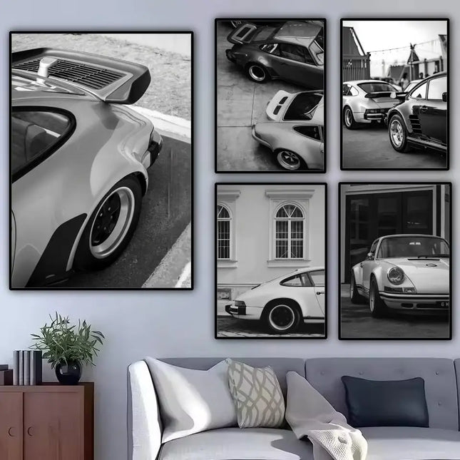 Black and White Luxury Car Vehicle Poster Modern and Elegant Wall Stickers for Home Decor Living Room Dormitory Wall Art