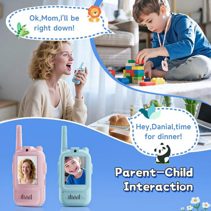 Video Walkie Talkies for Kids 2 Pack Rechargeable Toddler Toys for Indoor Camping Travel Birthday Gfits for Kids Ages 3-12