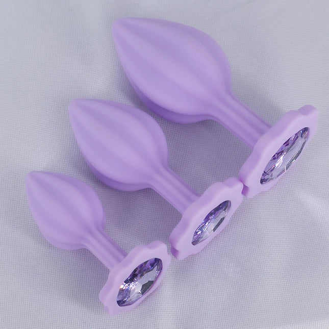 Silicone Anal Plug Plum Blossom Shaped Butt Plug Crystal Base Sex Toys For Woman Men Adult Games Anal Toys Unisex Adult Toys