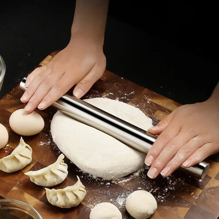 20/25/30cm Stainless Steel Non-Stick Rolling Roller Dough Bake Pizza Pastry Embossed Roller Surface Rolling Pin Kitchen Utensils