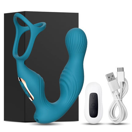 Prostate Massager Vibrator for Men Anal Plug Rechargeable 360 Rotating Head Remote Control Penis Ring Waterproof Sex Toy for Gay