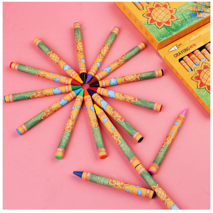 Kawaii Children Oil Pastel Crayons Set 8/12/24 Colors Safe Non-Toxic Graffiti Coloring Art Supplies Kids School Drawing Painting