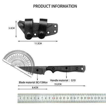 Full Tang TOPS Fixed Blade Knife with Sheath, 8Cr13Mov Steel Blade, G10 Handle, Outdoor EDC Camping Knife Hunting Knife, Gift