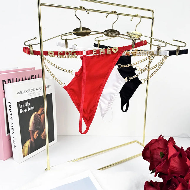 Sexy Custom Crystal Letters Name G-String Waist Chain Women Personalized Body Chain Lace Bikini Thong Beach Custom Jewelry Gift