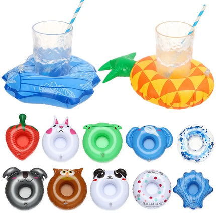 Inflatable Drink Holder Cup Coasters Swimming Pool Drink Float Bar Coasters Party Decoration Kids Float Toys For Beverage Bottle