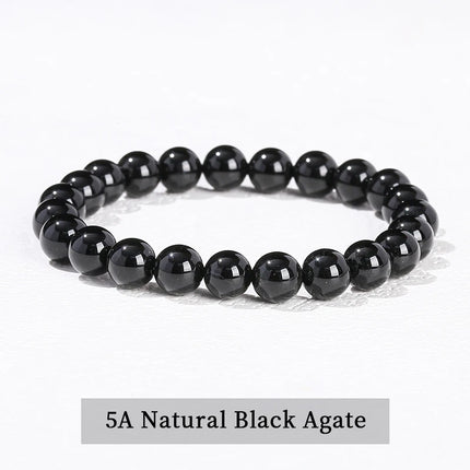 JD 6 8 10mm Natural Stone Beaded Bracelet Obsidian Fluorite Quartz Jasper Healing Beads Bangles Women Men Stretch Yoga Jewelry