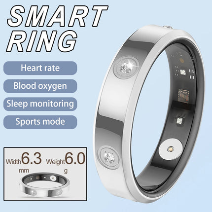 2025 Smart Ring Women Men Super narrow 6.3mm Heart Rate Health Stress measurement Monitor IP68 Waterproof Fashion Sports Rings