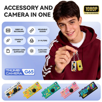 1080P Full HD Digital Camera with Built-in Flashlight 21 Creative Filters Mini Portable Camera for People Photography Gifts