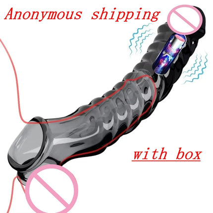 Penis Sleeve Extensions Condom Male Enlargement Delay Vibrators Clits Massager Cock Ring Vibrating Penis Cover Sex Toys For Men
