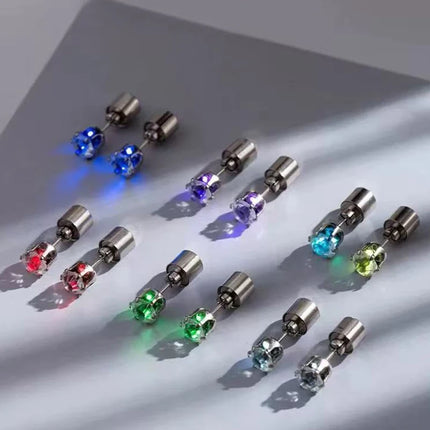 1/5Pair LED Earring Bar Club Glowing Earring Girl Women Ear Accessories Light Up Bling Ear Stud Gogo Dance Fashion Jewelry