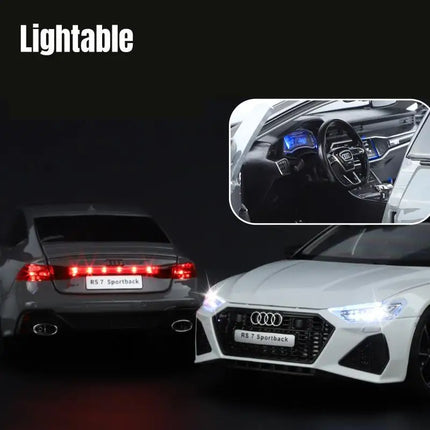 1/18 Audi RS7 Sportback Toy Car Model Diecast Alloy Metal Miniature Pull Back Sound Light Collection Gift For Boy Children Kid