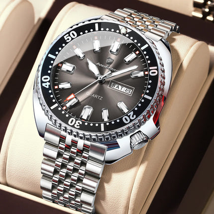 POEDAGAR Top Business Men Watch Date Week Waterproof Luminous Fashion Man Wristwatch Stainless Steel Casual Quartz Men's Watches