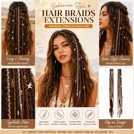 Synthetic Bohemian style clip braid hair extension wig women braided twist braid hair accessories hair extension wig