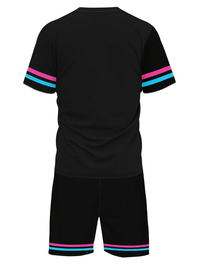 2025 New Men MIAMI NO.3 Print Casual Short Sleeve T-Shirt Shorts Set Adult Basketball Jersey Jogging Suit 2 Piece Set Clothes