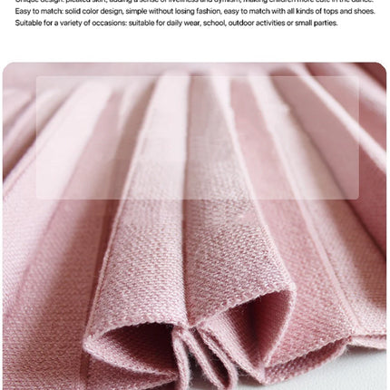 1pc Girls' Knit Skirt, Baby Autumn Winter Princess Pleated Skirts, Children's Student High Waist Mini Tutu Skirts, Kids Solid Dress
