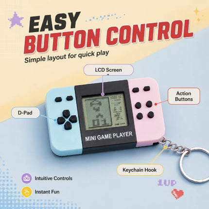 1pc Classic Tetri Handheld Game Console Keychain Retro Portable Nostalgic Puzzle Toy for Men And Women mini keychain pendant Toy