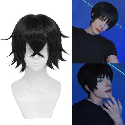 Cospaly Wigs Unisex Anime Wig 12cm/ 4.7 Inch Short Hair Wig Universal Costume Synthetic Wig with Bangs + Cap,for Party Festivals