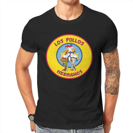 Funny Los Pollos Hermanos Breaking Bad  T-Shirt Men Crewneck Cotton T Shirt Chicken Brothers Short Sleeve Tees Printing Tops