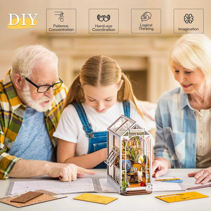 Rolife DIY Book Nook Wooden Miniature Doll House for Bookshelf Insert Furniture
