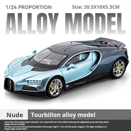 Alloy Model Bugatti tourbillon 24 Scale Diecast car Model Toy with Sound &Light Pull Back Boys Gift collectible ornaments