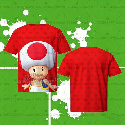 2026 men Super Mario Bros. Yoshi Peach T Shirt Kids Summer Dress Boy T-Shirt men women Short Sleeve Top Kids Cute Birthday tops
