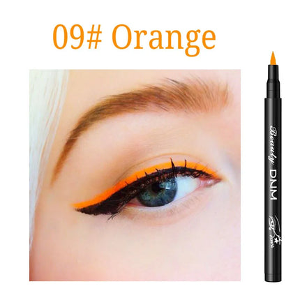 DNM 12 Colors Eyeliner Pen Waterproof Soft Sponge Head Silkworm Pen Quick Dry Black Natural Coloring Liquid Eyeliner White
