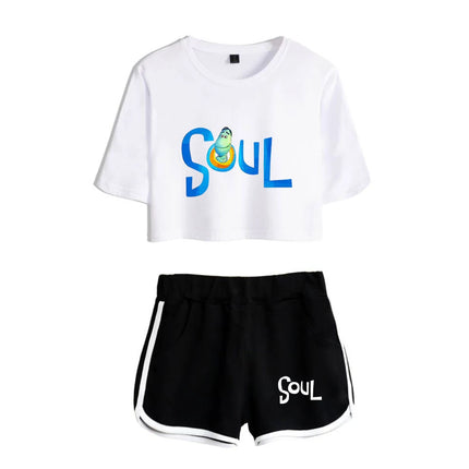 Youthful Movie Joe Gardner T-shirts shorts Pants Dew navel Sport Girls Short Sleeve Suits Sexy Girls Summer Two Pieces sets