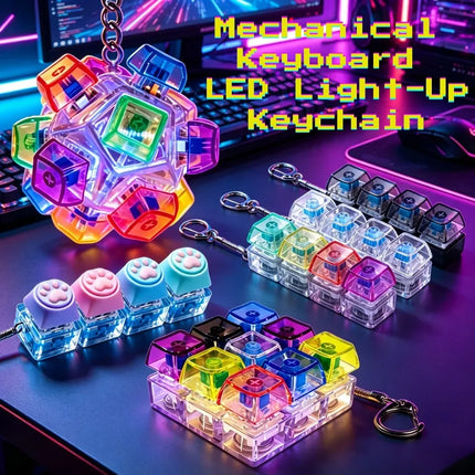 Luminous Keyboard Keychain, Pressable LED Button Fidget Toy,Office Desk Decor, Great Birthday Gift,Squeeze Relief Stress Anytime
