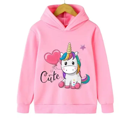 Autumn Winter Cute Unicorn Print Children's Hoodie Top Fashion Sports Long Sleeve Casual Boys Girl Pullover Kid Sweatshirt Coat