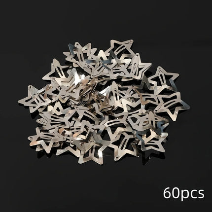 5/15/30/60/100/200pcs Y2K Silver Star Hair Clips for Girls Metal Snap Clip Hairpins Barrettes Hair Grip Jewel Hair Accessories