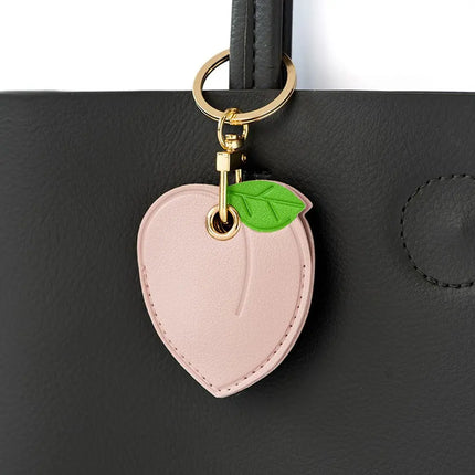 Leather Strawberry Lemon Keychain Case Holder Fashion Women Car Key Ring Charm Bag Car Pendant Gift Anti-lost Pet Dog Cat Collar