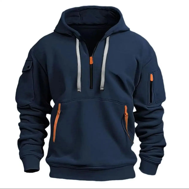 European size plus size casual Spring and autumn men's hoodie pullover zipper sports pocket big hoodie 2025 tide