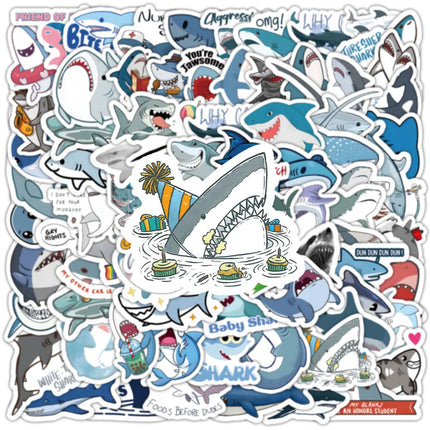 100Pcs Cute Cartoon Shark Ocean Sticker Set - Waterproof Decor for Luggage & Phones AnimeWorlds Store