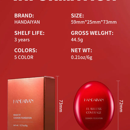 Korean Air Cushion Foundation - Light Natural Moisturizing Concealer Whitening Oil-Control Women's Long-lasting Makeup Base