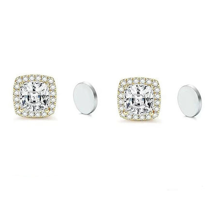 ZAKOL New 1 Pair Buling Cubic Zirconia Stainless Steel Magnetic Ear Clip Simple Fashion No Piercing Stud Earrings for Women Men