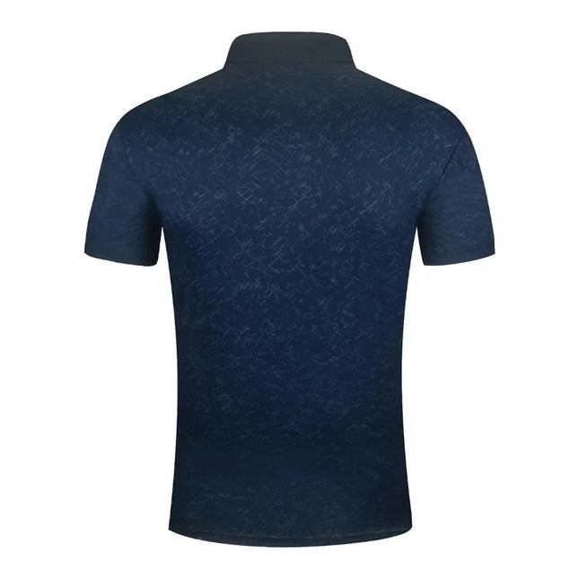 Summer Variegated Pattern Design Men's Short-sleeved White Button-up Polo Shirt Comfortable and Casual Daily Wear Polyester