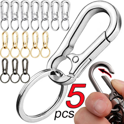 1-5pcs Waist Hanging Key Rings Stainless Steel Holder Keychains Buckle Clip Gourd Climbing Hook Car Strong Carabiner Key Chain