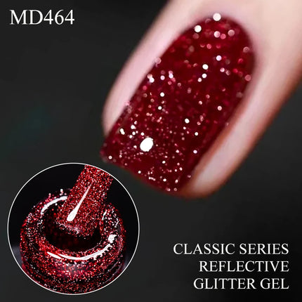 8ml Reflective Glitter Gel Nail Polish Nail Art Shiny Effect Semi Permanent UV  LED Gel Varnish Manicure DIY Nail Supplies