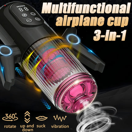 Male Automatic Masturbator Cup Penis Pump 7 Thrusting Rotating Vibrating Sucking Licking Modes Pussy Blowjob Sex Toys For Men