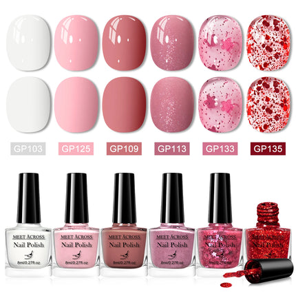 6pcs/set 8ml Water-Based Nail Polish Long Lasting Quick Drying No Lamp Cure Nail Supplies Vernis for Nails Manicure