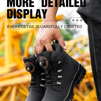 Waterproof Safety Boots Men Indestructible Steel Toe Work Boots Anti-smash Stab-resistant Safety Shoes Biker Botas Para Hombre