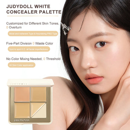 Judydoll 5-Color Concealer Palette, Salmon Tone for Dark Circles & Spots, Brightening & Perfecting Face, Smooth Coverage