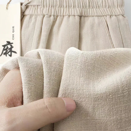 2026 New Straight Casual Cotton Linen Pants Men Wide Leg Lightweight Baggy Cotton Sweatpants Male Walking  Jogger Trousers Work