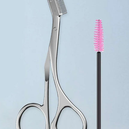 New 2pcs/set Safe Stainless Steel Eyebrow Trimme  Eyebrow Scissors With Comb Hair Removal Shaver Cutter Durable Makeup Tool