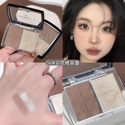 FAMOTY dual-color blush, Highlighter and contouring All-in-one plate, Shadow Brightening blush plate, multiple uses in one plate