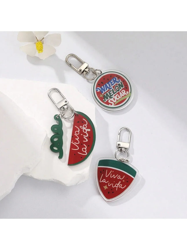 Watermelon Acrylic Keychain With Viva La Vida Design Unisex Pendant Car Bag Decoration Gift